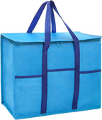 Foraineam 4 Pack Insulated Reusable Grocery Shopping Bags, Foldable Cooler Bag Food Delivery Bags with Hard Bottom Insert and Zippered Top, Stands Upright, Cooler Totes for Hot or Cold Food Transport