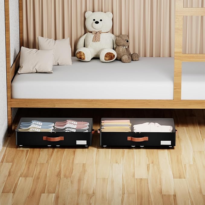 Underbed Storage With Wheels,low profile 5.5 inches Height Storage Bins,Rolling Underbed Shoe Storage Containers,Underbed Sto