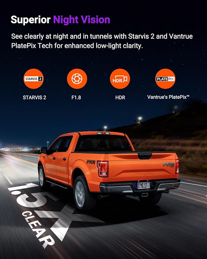 Vantrue S1 Pro Dash Cam Front STARVIS 2, 2.7K Mini Dash Camera for Cars, ADAS, App Control, Built-in WiFi GPS, G-Sensor, Loop