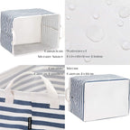 Sea Team Collapsible Canvas Fabric Storage Basket with Handles, Rectangle Waterproof Storage Bin, Box, Cube, Foldable Shelf B