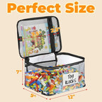 6-Pack Extra Large Toy Storage Bags with Zippers & Labels, Reusable Clear TPU Waterproof Organizer for Kids Toys, Building Bl