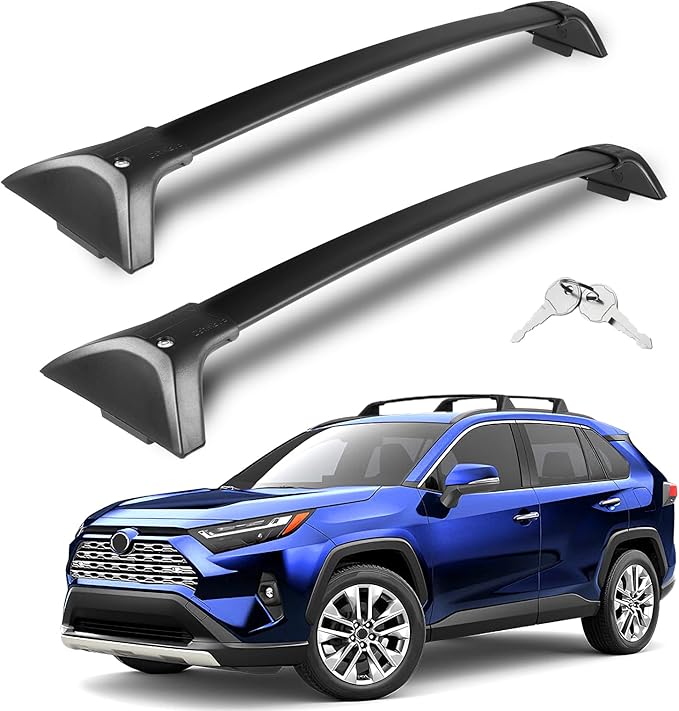 260LBS Roof Rack Cross Bars Compatible with Toyota RAV4 2019-2025 with Side Rails Heavy Duty Aluminum Crossbars (Not for LE/Adventure/TRD Off-Road/Hybrid Woodland) Metal Lock Luggage Carrier Rooftop