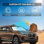 for BMW X7 2018-2025 2026 Windshield Sun Shade - 4 Layers Car Sunshades for Front Windows Shade Cover Custom Fit BMW X7 Sunshade 250T Retractable Shade Blocks UV Rays Car Accessories