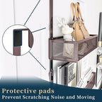Consumest Over The Door Hooks Organizer - Extra Long Door Hanger with 9 Coat Hooks & 2 Mesh Basket, Back Storage Organizer Ha