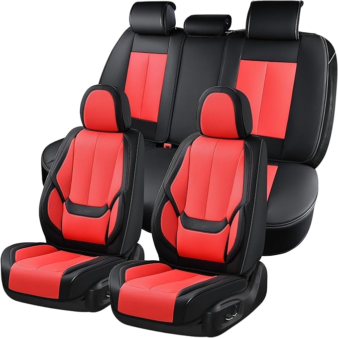 Coverado Car Seat Covers Full Set, Seat Covers for Cars, Car Seat Protector Waterproof, Nappa Car Seat Cushion, Car Seat Cove