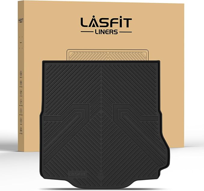 LASFIT Cargo Mat for Dodge Charger Daytona 2024 2025 Scat Pack & R/T (Fit 2-Door, Not for 4-Door), All Weather TPE Custom Fit Trunk Mats Cargo Liners, Black