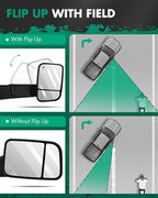 Towing Mirror Compatible With 1998-2001 for Dodge for Ram 1500 for Ram 2500 for Ram 3500 Pickup Truck Tow Mirror Adjusted Heated Turn Signal Light Manual Folding and Flip Up 1 Pair