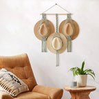 Tissting Macrame Hat Hangers Boho Hat Rack for Wall Hat Holder Display Organizer Bobo Hanging Hat Organizer Storage for Wide 