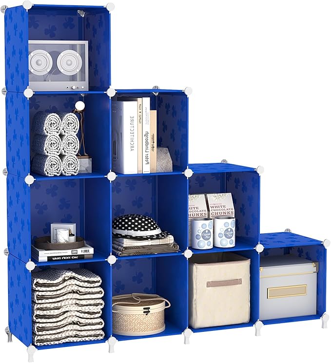 UNKU Cube Storage Organizer, 10 Cube Closet Organizer Storage Shelves, DIY Stackable Bookcase, Clothes Organizer Shelf for Cl