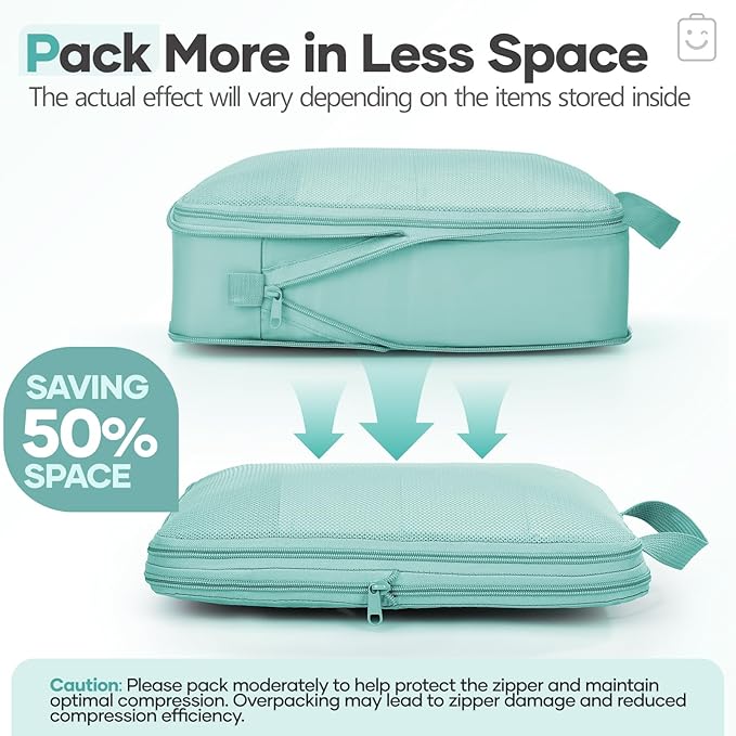 Veken 9/11 Set Compression Packing Cubes for Travel Essentials,Compressible Expandable Large Luggage Suitcase Organizer Bags 