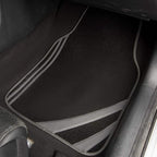CAR PASS Carpet Car Floor Mats, Edge Leather Waterproof Car Mats with Double Stitch Line and Anti-Slip Backing Design, Fit 95