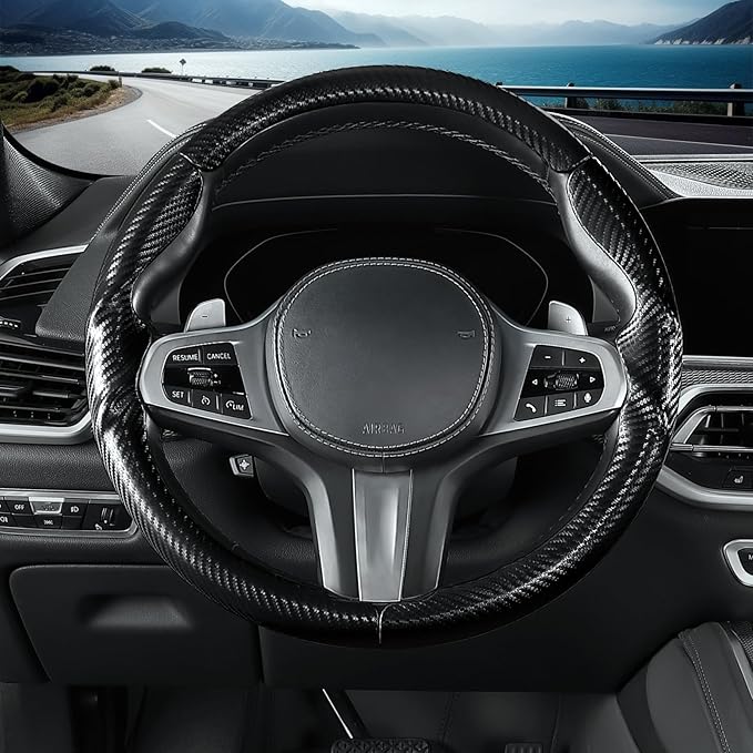 Steering Wheel Cover for BMW 3 4 Series(2021-2024) 5 Series(2020-2023) X5(2019-2020) X7(2020-2025) 328i 320i 330i 325i 528i 535i 530i M3 2 4 7 8 Series X3M X4 X6 XM M2 M4 M5 M8 Z4 i4, Matte Black