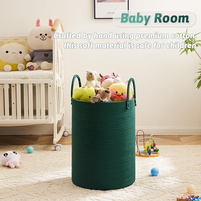 Artfeel Laundry Basket,Woven Cotton Rope Laundry Hamper,60L for Decorative Storage of Dirty Clothes,Toys and Blankets in Bath