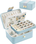 Lolalet 2 Layer Jewelry Box for Teen Girls & Young Women, Jewelry Organizer Case with Bow Clasp and Mirror for Earrings Rings