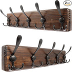 2 Pack Coat Rack Wall Mount 16.8'' Rustic Hat Rack with 5 Triple Hooks Coat Hooks Wall Mount Farmhouse Wall Hooks for Hanging