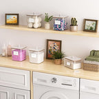 Laundry Pods Storage Container, Clear Laundry Room Organization and Storage,Detergent Powder Container,with Wooden Lids & Lab