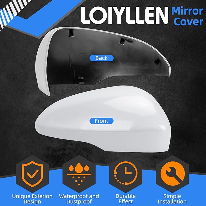 Passenger Side Mirror Cover Replacement for Ford Fusion Ford Fusion 2013 2014 2015 2016 2017 2018 2019 2020 2021 2022 - Right Side Mirror Covers, Rear View Mirrors Cap With Lamp, White