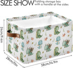 xigua Cute Dragon Storage Basket Collapsible Storage Bins Waterproof Canvas Storage Basket with Leather Handles for Home Clos