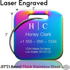 Stainless Luggage Tags for Suitcases 4 Pack: Metal Personalized Luggage Tags for Backpacks & Bags with Customizable Texts (Ra