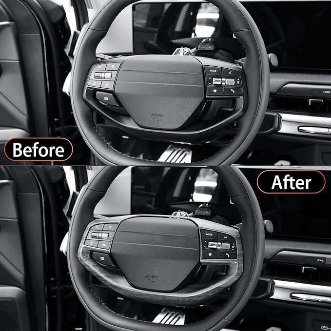 YOUTOOCAR Steering Wheel Button Frame Cover Compatible with Kia K4 25-26,Kia EV6 25-26,Kia Sportage 26,Kia EV3,Kia EV4 Accessories (1, Wood Grain)