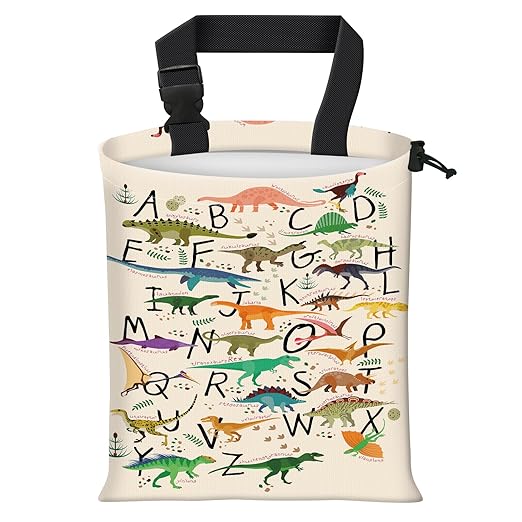 Car Trash Bag Large Hanging Can for Back of Seat, Cute Waterproof Car Garbage Bag for Vehicle, Travelling, Outdoor Cute Alphabet Dinosaur