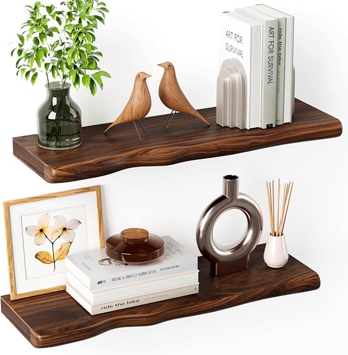 Floating Shelves for Wall Rustic Farmhouse 24 Inch Floating Shelf Bathroom Wooden Shelves for Wall Mounted Live Edge Pine Wal