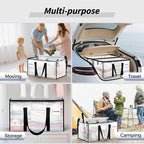 16 Pack Extra Large Heavy Duty Moving Bags, Clear Storage Bins with Lids, Reinforced Handles & Heavy-Duty Zippers Moving Boxe