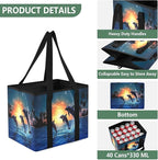 Jumping Dolphin Reusable Grocery Bags Large Shopping Tote Bag with Reinforced Bottom Board, Water Resistant Foldable Storage 