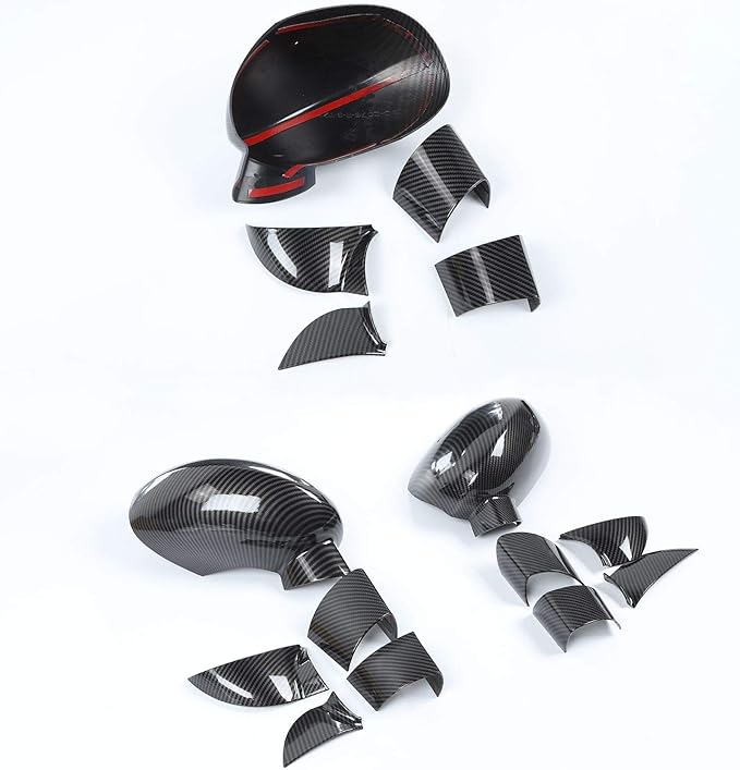 Voodonala for Challenger ABS Carbon Fiber Rearview Mirror Cover Side Mirror Trim Shell Cover Decoration Trim for 2009-2026+Dodge Challenger Exterior Accessories,10pcs