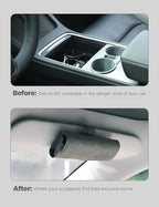 TPARTS Suede Sunglasses Holder for Tesla Sun Visor, Magnetic Glasses Protective Storage Case Vehicle Visor Organizer Box Tesla Interior Accessories (Gray Micro-suede)