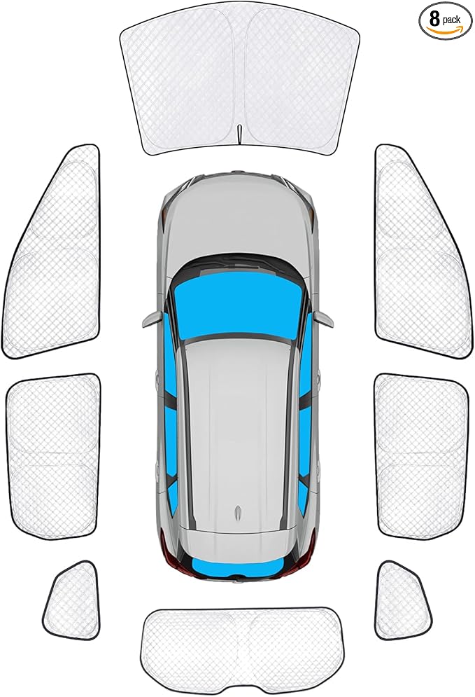 KMF Thicken Sun Shades for Nissan Rogue(Not Sport) 2021-2025 Accessories, Full Car Window Covers Sunshade for Windshield Side Rear, UV Block and Blackout Protect Privacy for Car Camping Outdoor 8pcs
