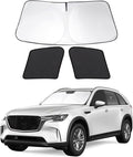 3PCS Car Window Shades Front Windshield Sun Shade Foldable Window Shade Custom Fit for Mazda CX-9 2019-2026 Accessories Car Shades for Front Windows Anti-UV Rays Block Heat