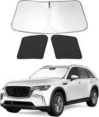 3PCS Car Window Shades Front Windshield Sun Shade Foldable Window Shade Custom Fit for Mazda CX-9 2019-2026 Accessories Car Shades for Front Windows Anti-UV Rays Block Heat