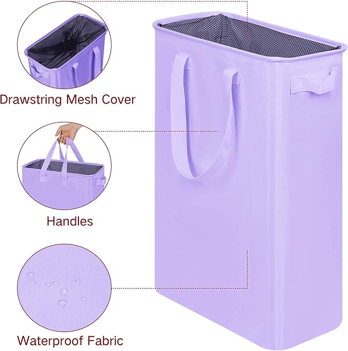 efluky Slim Laundry Basket, Narrow Laundry Hamper with Handles, Collapsible Dirty Clothes Hamper, Tall Laundry Bin for Laundr