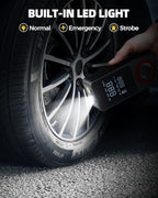 Cordless Tire Inflator Portable Air Compressor, 150 PSI Air Pump with Rechargeable Battery, Tire Pressure Gauge, 12V Car Power Adapter, Smart Air Pump for Car, Motorcycle, Bike, Ball