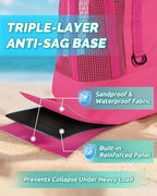 Large Mesh Beach Tote Bag - 50L Pool Bags with 2 Inner Zipper Waterproof Pockets for Swim Toys Towels Travel