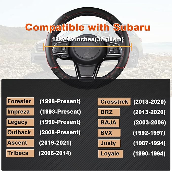 GIANT PANDA Customized Auto Steering Wheel Cover for Subaru Forester, Car Steering Wheel Cover for Subaru Outback and Crosstr