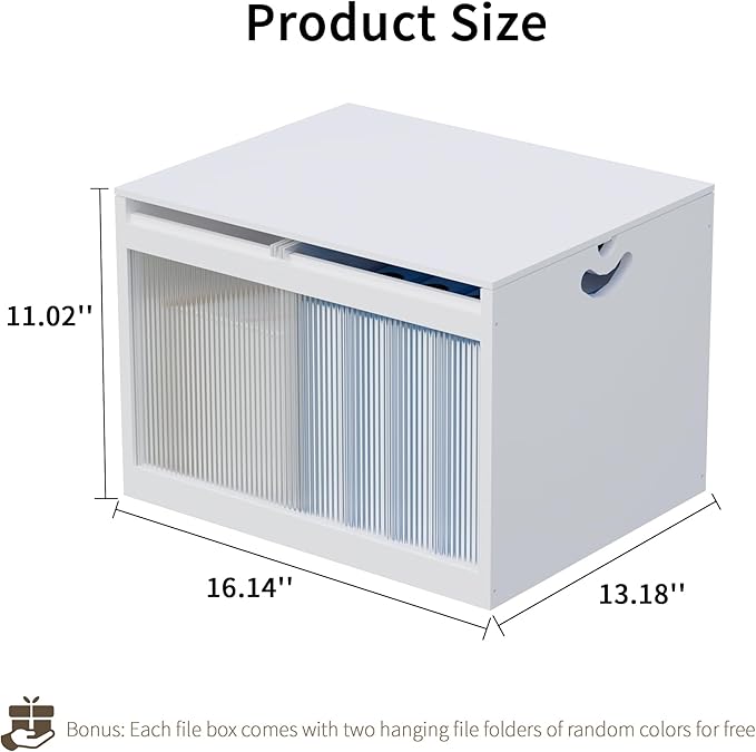 Bamboo Hanging File Boxes with Lids 2 Pack, File Organizer Box for Letter/Legal File, File Box with Hanging Folders Acrylic L