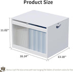 Bamboo Hanging File Boxes with Lids 2 Pack, File Organizer Box for Letter/Legal File, File Box with Hanging Folders Acrylic L