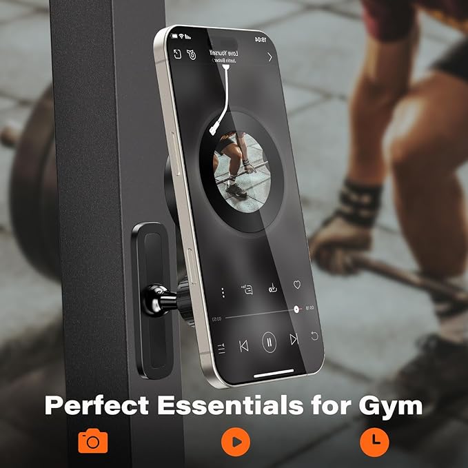 A2C Foldable Arm Gym Magnetic Phone Holder for MagSafe, Dual Magnet Fitness Phone Mount Accessory, 360° Adjustable & Hands-Free, Portable Workout Essentials for iPhone 17/16/15/14/13/12 Series