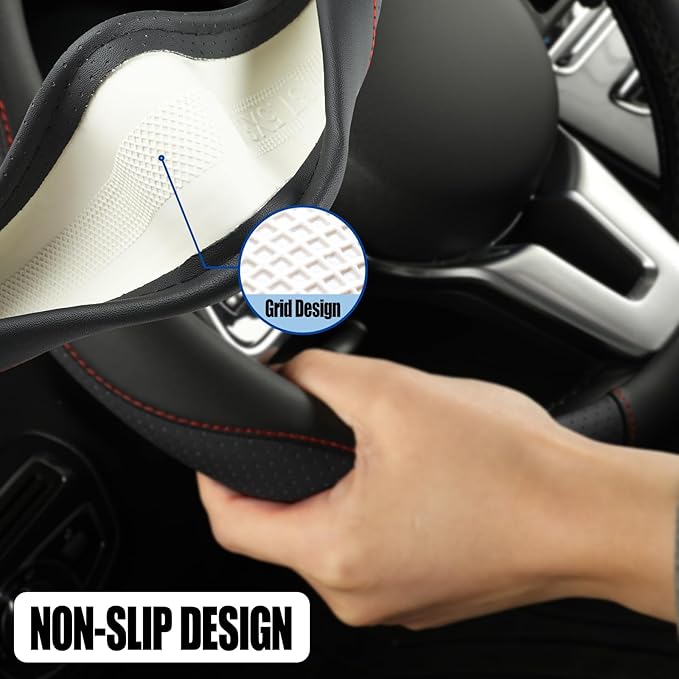 Microfiber Leather Steering Wheel Cover Large Size for Ford F150 F250 F350 F450 RAM 4Runner Tacoma Tundra Sequoia Model S Mod