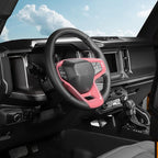 for Ford Bronco 2021 2022 + Interior Steering Wheel Panel Cover for Ford Bronco 2021-2024+ (ABS,1PC,Pink)