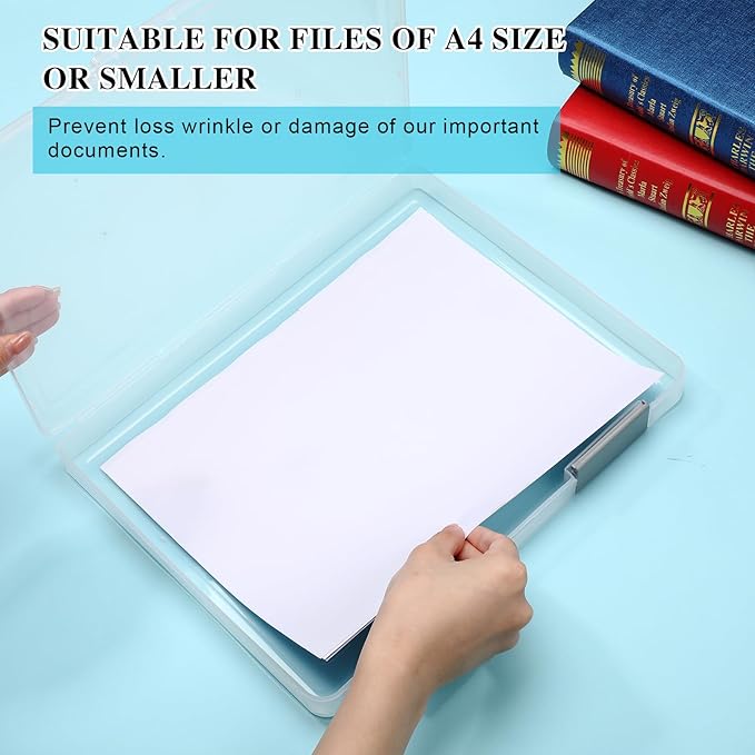 PerKoop 6 Pcs Clear Paper Storage Box A4 Plastic File Box Document Paper Organizer Storage Board Game Project Cases Container