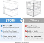 STORi Audrey Stackable Clear Bin Plastic Organizer Drawers | 2 Piece Set | Organize Cosmetics and Beauty Supplies on a Vanity