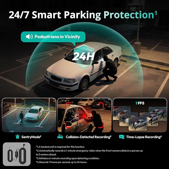 BOTSLAB 4 Channel Dash Cam 3K Front and Rear Inside 560° Coverage with Magnetic Side Cameras Car Camera with 3.18”Touch Scree