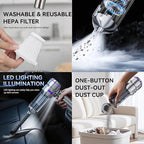 Car Vacuum Cleaner High Power 20000Pa – Cordless Handheld Mini Vacuum & Air Duster for Car & Desk, Home, Office & Camping, Id