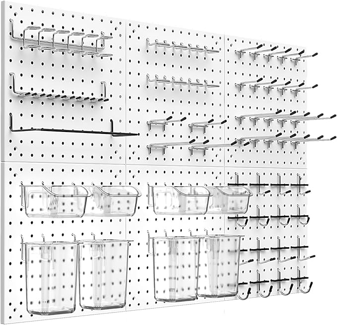 Peg Board Kit, Includes Pegboard and Accessories,with Hooks and Bins,Peg Board Wall Organizer for Office,Ornaments Display,Cr