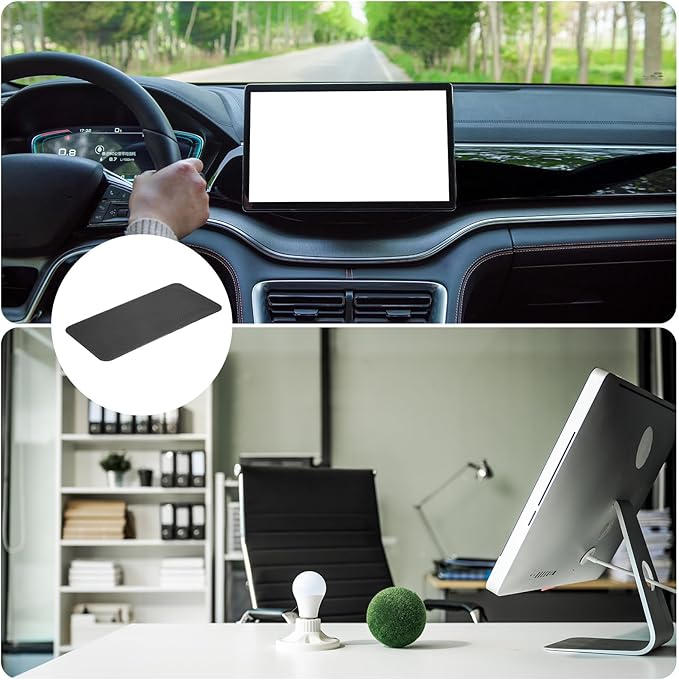HARFINGTON 4pcs Car Dashboard Anti-Slip Mat 10.6" x 6" Universal Sticky Dash Pad Grid Pattern Washable Reusable Car Non-Slip 