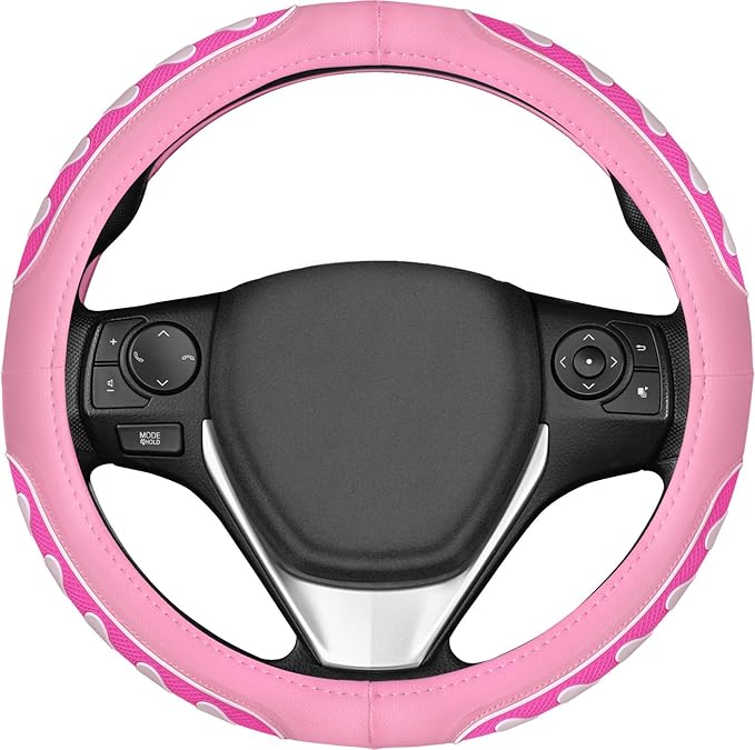 Ventilated Heart-Shaped Steering Wheel Cover with Anti-Slip Leather Grip. Compatible with Ford, Toyota, Honda, Nissan, and Ch