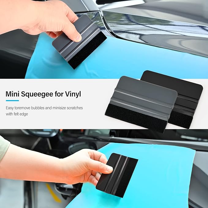 Gomake 20 Pack Vinyl Squeegee With Felt Fabric for Tint Film Decal Application, Wrap Installation, Wallpaper Smooth Tool (Black and Grey, 20)